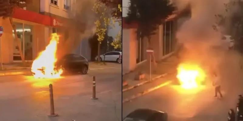 İstanbul'da Otomobil Alevlere Teslim! Neden Yandı?